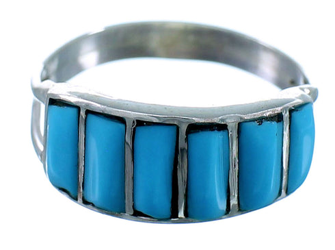 Genuine Sterling Silver Zuni Turquoise Ring Size 8-1/4 SX110584